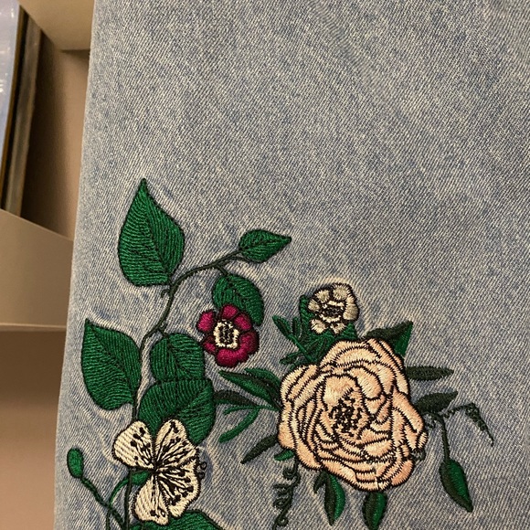 Denim Embroidered Mini Skirt - Picture 2 of 5